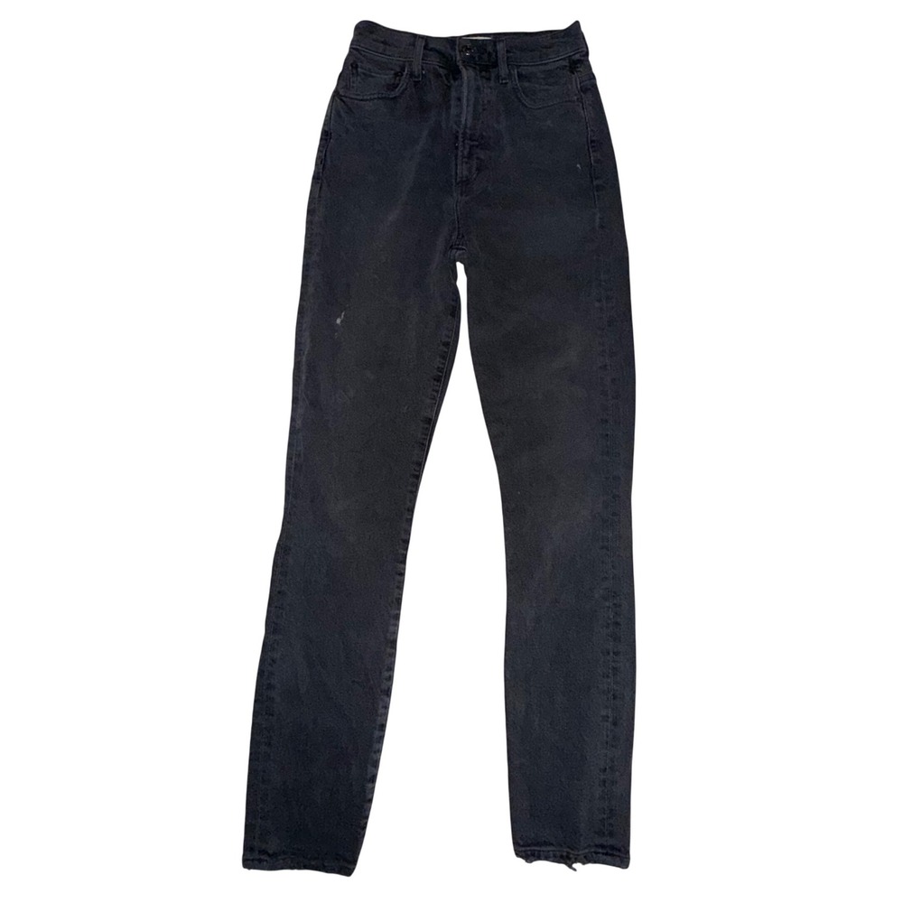 Agolde Jeans Size 23 Black High Rise Raw‎ Hem Grunge Minimalist Denim